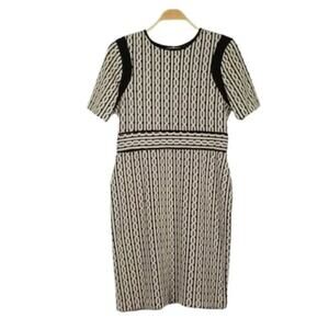 Gabby Skye Black/ Beige Geometric Pattern Green Zipper Detail Dress SIZE 4